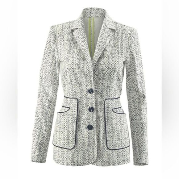 CAbi Jackets & Blazers - Cabi blazer sz 2 Carol Anderson white navy modern print